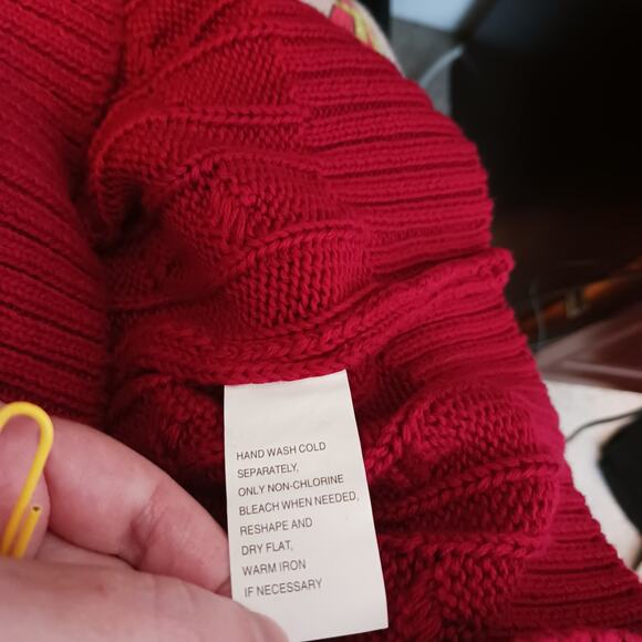 Jeanne Pierre Carmine Red Cotton Textured Sweater NWT Sz XL - Picture 10 of 10